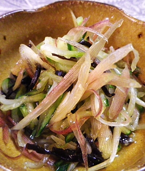 キュウリみょうがの塩昆布ごま油あえ